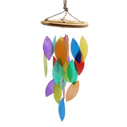Carillon en bois - Arc-en-ciel et feuilles de...