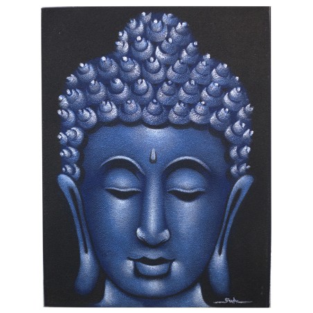 Cuadro de Buda - Acabado en Arena y Azul - 80x60cm