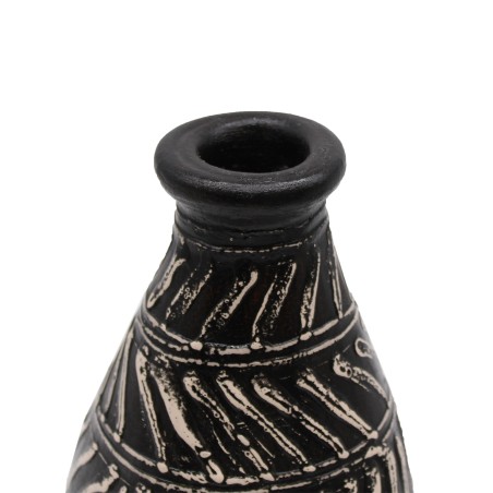 Jarrón Cerámica con Motivo Griego Chocolate 32x15cm
