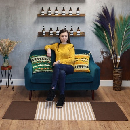 Tapete de Algodão Indiano - 70x170cm - Preto / Cinza
