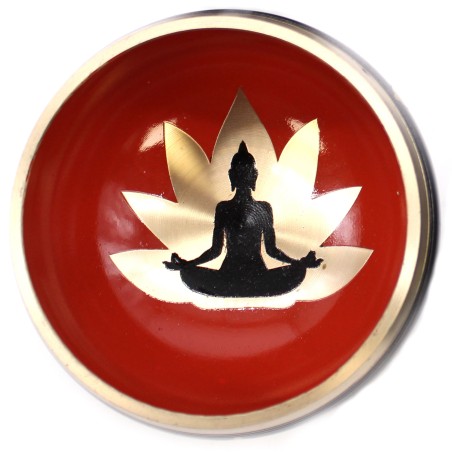 Conjunto de Tigelas Tibetanas - Buda - Preto/Laranja 10,7 cm