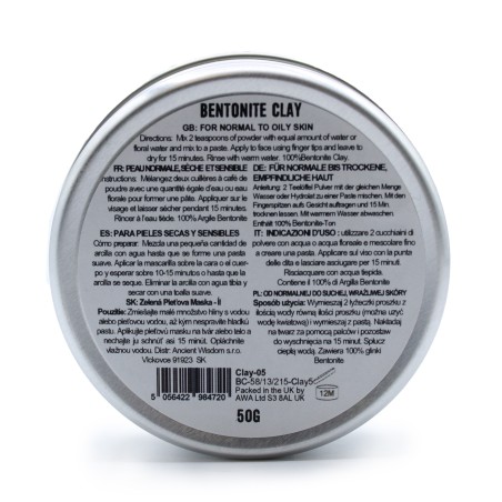Mascarilla Arcilla Bentonita 80g - Acne, Heridas, Alergias de la Piel