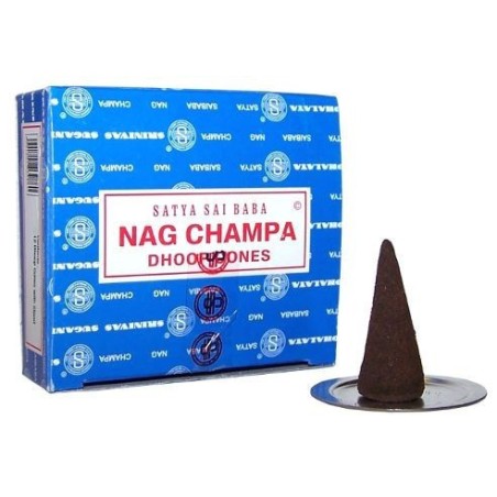 SATYA Incienso Nag champa Dhoop Conos - 1 paquete de 12 conos