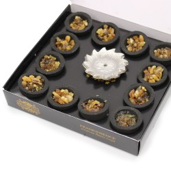 Boîte de 12 verres à encens en résine - Encens...
